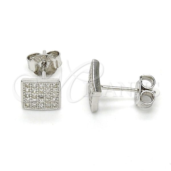 Sterling Silver Ring — Stud Earring with White Micro Pave Polished 02. — main product view — SKU 116121 | Plata 925 anillo — Stud Earring with blanco Micro Pave pulido 02. — SKU 116121