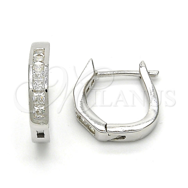 Sterling Silver Hoop Earrings — Huggie Hoop with White Cubic Zirconia Polished 02. — main product view — SKU 116124 | Plata 925 aretes de aro — Huggie Hoop with blanco Cubic Zirconia pulido 02. — SKU 116124
