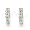 Sterling Silver Huggie Hoop, with White Cubic Zirconia, Polished, Rhodium Finish, 02.186.0037.15