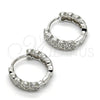 Sterling Silver Huggie Hoop, with White Cubic Zirconia, Polished, Rhodium Finish, 02.186.0037.15