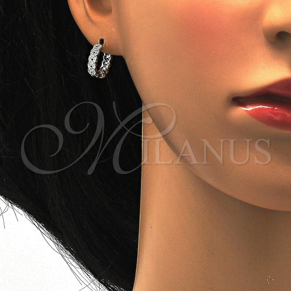 Sterling Silver Hoop Earrings — Huggie Hoop with White Cubic Zirconia Polished 02. — alternate product view — SKU 116125 | Plata 925 aretes de aro — Huggie Hoop with blanco Cubic Zirconia pulido 02. — SKU 116125