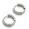 Sterling Silver Huggie Hoop, with White Cubic Zirconia, Polished, Rhodium Finish, 02.186.0037.15