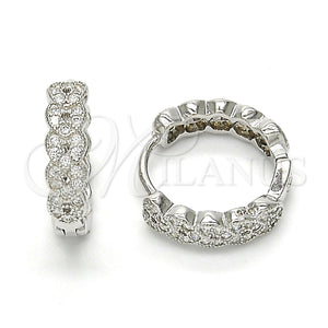 Sterling Silver Hoop Earrings — Huggie Hoop with White Cubic Zirconia Polished 02. — main product view — SKU 116125 | Plata 925 aretes de aro — Huggie Hoop with blanco Cubic Zirconia pulido 02. — SKU 116125
