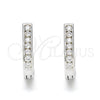 Sterling Silver Huggie Hoop, with White Cubic Zirconia, Polished, Rhodium Finish, 02.186.0039.10
