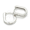 Sterling Silver Huggie Hoop, with White Cubic Zirconia, Polished, Rhodium Finish, 02.186.0039.10