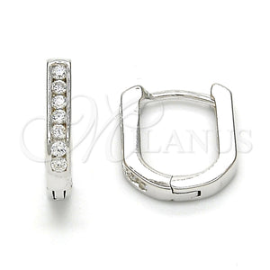 Sterling Silver Hoop Earrings — Huggie Hoop with White Cubic Zirconia Polished 02. — main product view — SKU 116127 | Plata 925 aretes de aro — Huggie Hoop with blanco Cubic Zirconia pulido 02. — SKU 116127