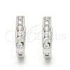 Sterling Silver Huggie Hoop, with White Cubic Zirconia, Polished, Rhodium Finish, 02.186.0042.10