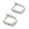 Sterling Silver Huggie Hoop, with White Cubic Zirconia, Polished, Rhodium Finish, 02.186.0042.10