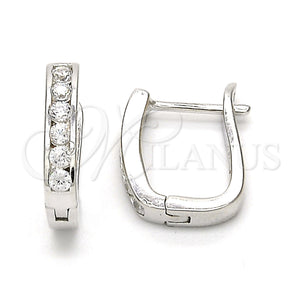 Sterling Silver Hoop Earrings — Huggie Hoop with White Cubic Zirconia Polished 02. — main product view — SKU 116130 | Plata 925 aretes de aro — Huggie Hoop with blanco Cubic Zirconia pulido 02. — SKU 116130