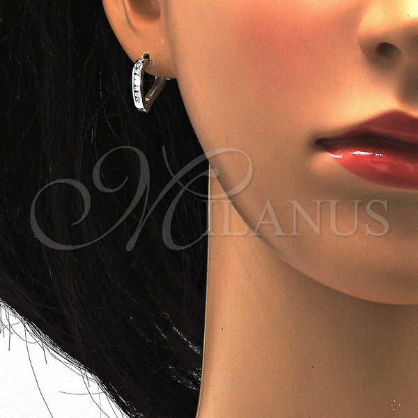 Sterling Silver Hoop Earrings — Huggie Hoop with White Cubic Zirconia Polished 02. — alternate product view — SKU 116132 | Plata 925 aretes de aro — Huggie Hoop with blanco Cubic Zirconia pulido 02. — SKU 116132