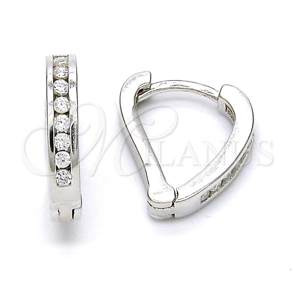 Sterling Silver Hoop Earrings — Huggie Hoop with White Cubic Zirconia Polished 02. — main product view — SKU 116132 | Plata 925 aretes de aro — Huggie Hoop with blanco Cubic Zirconia pulido 02. — SKU 116132
