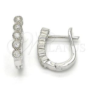 Sterling Silver Hoop Earrings — Huggie Hoop with White Cubic Zirconia Polished 02. — main product view — SKU 116133 | Plata 925 aretes de aro — Huggie Hoop with blanco Cubic Zirconia pulido 02. — SKU 116133