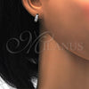 Sterling Silver Huggie Hoop, with White Cubic Zirconia, Polished, Rhodium Finish, 02.186.0047.10