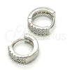 Sterling Silver Huggie Hoop, with White Cubic Zirconia, Polished, Rhodium Finish, 02.186.0047.10
