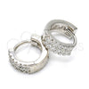 Sterling Silver Huggie Hoop, with White Cubic Zirconia, Polished, Rhodium Finish, 02.186.0047.10