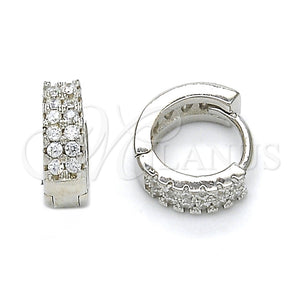 Sterling Silver Hoop Earrings — Huggie Hoop with White Cubic Zirconia Polished 02. — main product view — SKU 116135 | Plata 925 aretes de aro — Huggie Hoop with blanco Cubic Zirconia pulido 02. — SKU 116135