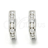 Sterling Silver Huggie Hoop, with White Cubic Zirconia, Polished, Rhodium Finish, 02.186.0051.10