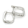 Sterling Silver Huggie Hoop, with White Cubic Zirconia, Polished, Rhodium Finish, 02.186.0051.10