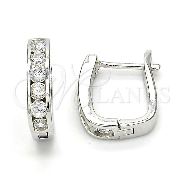 Sterling Silver Hoop Earrings — Huggie Hoop with White Cubic Zirconia Polished 02. — main product view — SKU 116139 | Plata 925 aretes de aro — Huggie Hoop with blanco Cubic Zirconia pulido 02. — SKU 116139