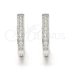 Sterling Silver Huggie Hoop, with White Cubic Zirconia, Polished, Rhodium Finish, 02.186.0052.15