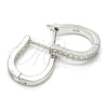 Sterling Silver Huggie Hoop, with White Cubic Zirconia, Polished, Rhodium Finish, 02.186.0052.15