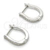 Sterling Silver Huggie Hoop, with White Cubic Zirconia, Polished, Rhodium Finish, 02.186.0052.15