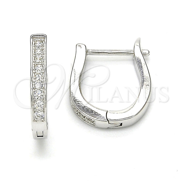 Sterling Silver Hoop Earrings — Huggie Hoop with White Cubic Zirconia Polished 02. — main product view — SKU 116140 | Plata 925 aretes de aro — Huggie Hoop with blanco Cubic Zirconia pulido 02. — SKU 116140