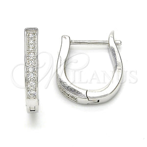 Sterling Silver Hoop Earrings — Huggie Hoop with White Cubic Zirconia Polished 02. — main product view — SKU 116140 | Plata 925 aretes de aro — Huggie Hoop with blanco Cubic Zirconia pulido 02. — SKU 116140