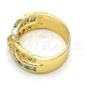 Oro Laminado Multi Stone Ring, Gold Filled Style with Aquamarine and White Cubic Zirconia, Polished, Golden Finish, 01.210.0045.13.08 (Size 8)