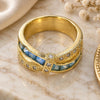 Oro Laminado Multi Stone Ring, Gold Filled Style with Aquamarine and White Cubic Zirconia, Polished, Golden Finish, 01.210.0045.13.08 (Size 8)