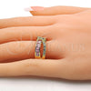 Oro Laminado Multi Stone Ring, Gold Filled Style with Pink and White Cubic Zirconia, Polished, Golden Finish, 01.210.0045.14.08 (Size 8)