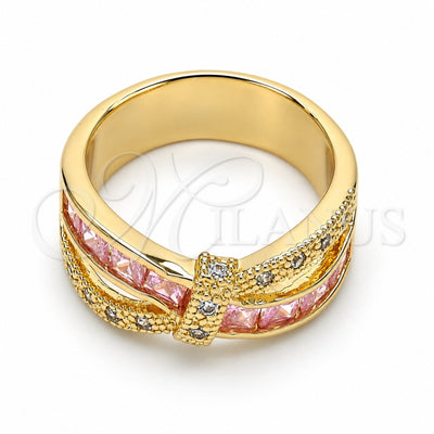 Oro Laminado Multi Stone Ring, Gold Filled Style with Pink and White Cubic Zirconia, Polished, Golden Finish, 01.210.0045.14.08 (Size 8)
