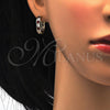 Oro Laminado Huggie Hoop, Gold Filled Style with Garnet and White Cubic Zirconia, Polished, Golden Finish, 02.237.0004.2.20