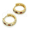 Oro Laminado Huggie Hoop, Gold Filled Style with Garnet and White Cubic Zirconia, Polished, Golden Finish, 02.237.0004.2.20