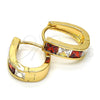Oro Laminado Huggie Hoop, Gold Filled Style with Garnet and White Cubic Zirconia, Polished, Golden Finish, 02.237.0018.2.15