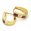 Oro Laminado Huggie Hoop, Gold Filled Style with Garnet and White Cubic Zirconia, Polished, Golden Finish, 02.237.0018.2.15