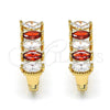 Oro Laminado Huggie Hoop, Gold Filled Style with Garnet and White Cubic Zirconia, Polished, Golden Finish, 02.237.0023.2.15