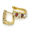 Oro Laminado Huggie Hoop, Gold Filled Style with Garnet and White Cubic Zirconia, Polished, Golden Finish, 02.237.0023.2.15
