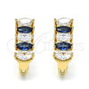 Oro Laminado Huggie Hoop, Gold Filled Style with Sapphire Blue and White Cubic Zirconia, Polished, Golden Finish, 02.237.0023.4.15