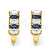 Oro Laminado Huggie Hoop, Gold Filled Style with Sapphire Blue and White Cubic Zirconia, Polished, Golden Finish, 02.237.0023.4.15