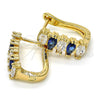 Oro Laminado Huggie Hoop, Gold Filled Style with Sapphire Blue and White Cubic Zirconia, Polished, Golden Finish, 02.237.0023.4.15