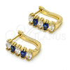 Oro Laminado Huggie Hoop, Gold Filled Style with Sapphire Blue and White Cubic Zirconia, Polished, Golden Finish, 02.237.0023.4.15