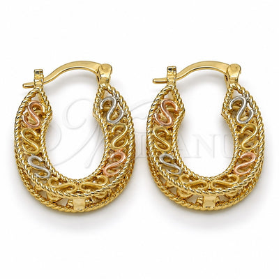 Oro Laminado Small Hoop, Gold Filled Style Polished, Tricolor, 02.102.0016.20