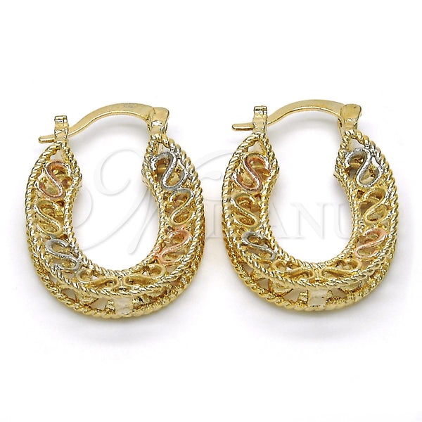 Gold Filled Hoop Earrings — Small Hoop Polished Tricolor 02. — main product view — SKU 116202 | Oro Laminado aretes de aro — Small Hoop pulido Tricolor 02. — SKU 116202