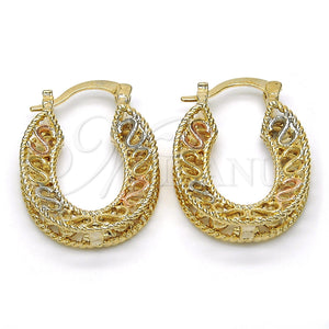 Gold Filled Hoop Earrings — Small Hoop Polished Tricolor 02. — main product view — SKU 116202 | Oro Laminado aretes de aro — Small Hoop pulido Tricolor 02. — SKU 116202