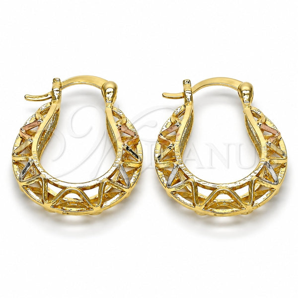 Oro Laminado Small Hoop, Gold Filled Style Polished, Tricolor, 02.102.0031.25