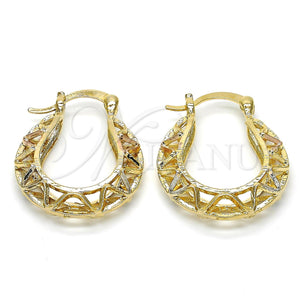 Gold Filled Hoop Earrings — Small Hoop Polished Tricolor 02. — main product view — SKU 116203 | Oro Laminado aretes de aro — Small Hoop pulido Tricolor 02. — SKU 116203