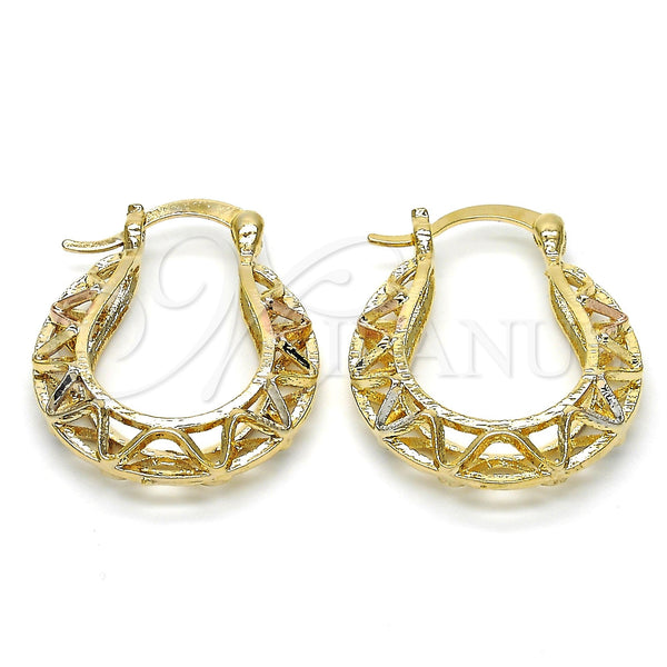 Gold Filled Hoop Earrings — Small Hoop Polished Tricolor 02. — main product view — SKU 116203 | Oro Laminado aretes de aro — Small Hoop pulido Tricolor 02. — SKU 116203