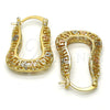 Oro Laminado Small Hoop, Gold Filled Style Greek Key Design, Polished, Tricolor, 02.102.0013.20