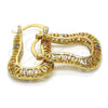 Oro Laminado Small Hoop, Gold Filled Style Greek Key Design, Polished, Tricolor, 02.102.0013.20